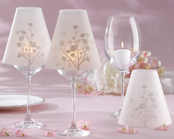 “Cherry Blossoms” Vellum Wine Glass Shade (Set of 24)